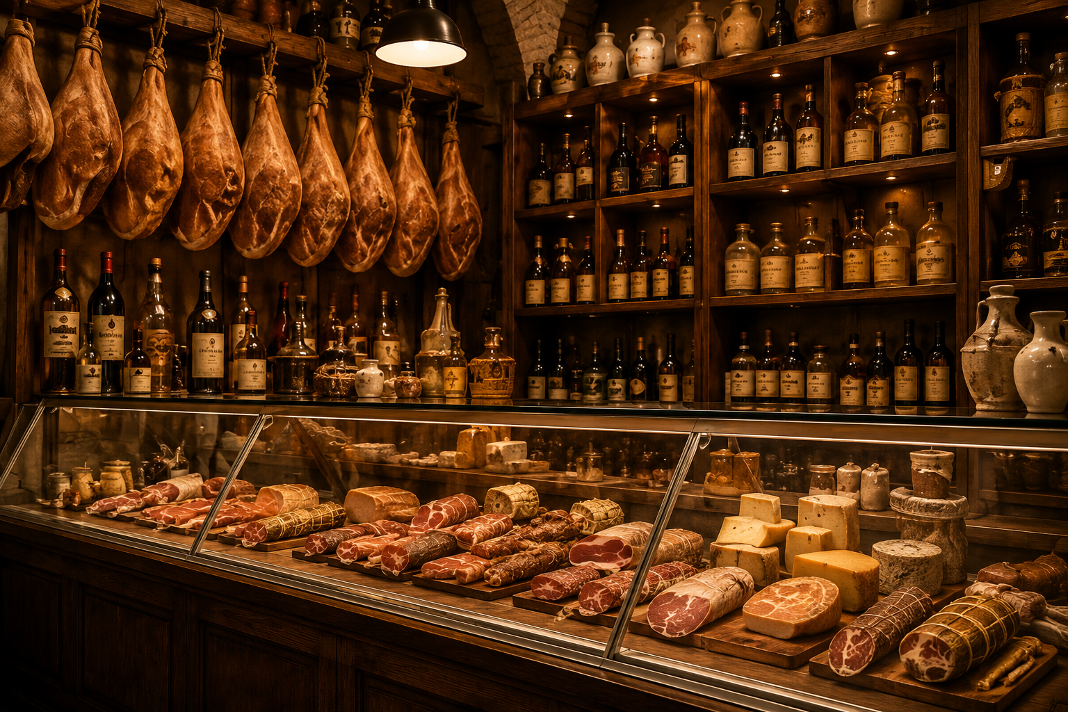 Traditional gourmet delicatessen interior